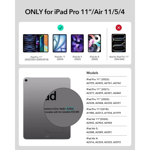 ESR iPad Air 10.9” (5th/4th Gen), and iPad Pro 11” (4th/3rd/2nd/1st Gen) Rebound Magnetic Keyboard Case - US Layout-Black by ESR - Refurbished condition - Image 2