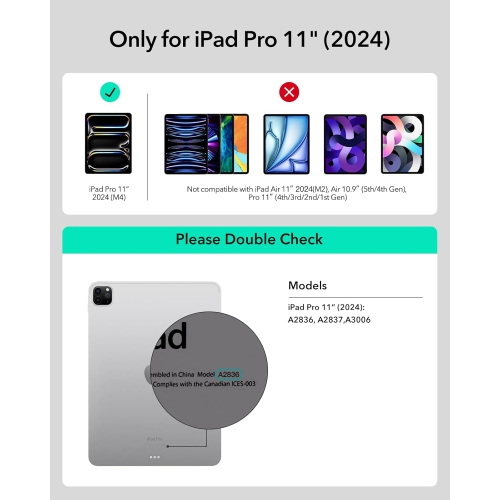 ESR iPad Pro 11 Inch Case with Keyboard, Keyboard Case, Portrait/Landscape Modes, Removable Protective Case, Rebound 360 Series, Black -