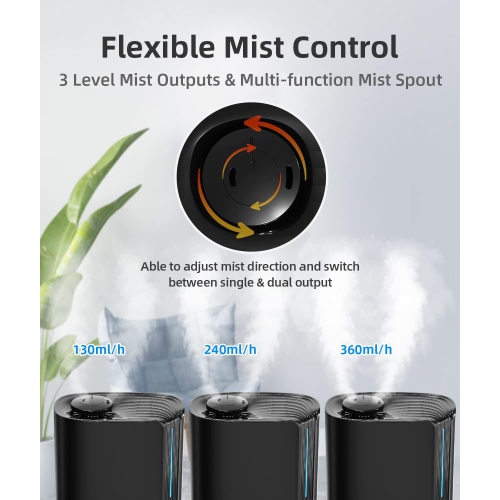 6L Humidifiers for Bedroom Large Room, Ultrasonic Top Fill Cool Mist Humidifiers & Essential Oil Diffuser for Baby, Nursery, Plants, Last up to 60