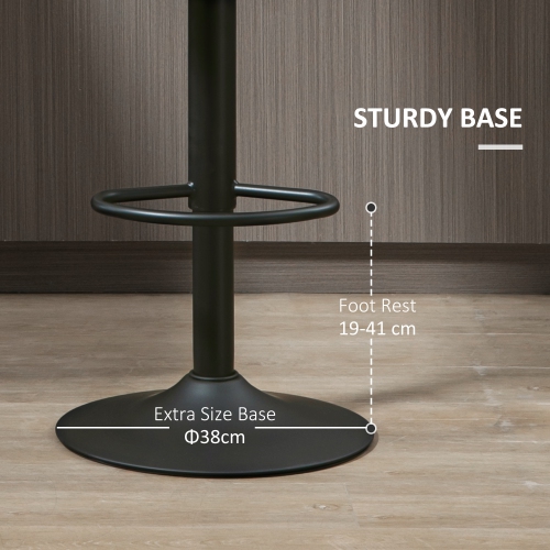 HOMCOM Modern Adjustable Bar Stools Set of 2, Swivel Barstools with Footrest, PU Leather Round Top for Kitchen and Dining Room, Brown and Gunmetal