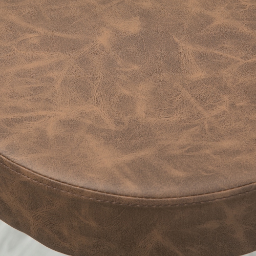 HOMCOM Modern Adjustable Bar Stools Set of 2, Swivel Barstools with Footrest, PU Leather Round Top for Kitchen and Dining Room, Brown and Gunmetal