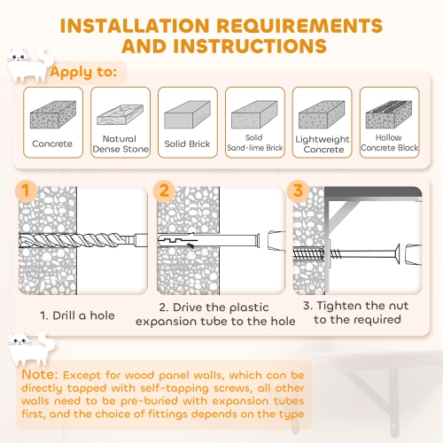PawHut Cat Wall Shelves, 4 Pcs Cat Wall Furniture Set, Kitty Climber Set with Condo, Scratching Posts, Hammock, Bed, Hanging Pompoms for indoor