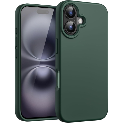 Midnight Green Silicone Case for iPhone 16 – Soft Liquid Silicone with Microfiber Lining, Shockproof & Wireless Charging Compatible
