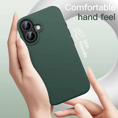 Midnight Green Silicone Case for iPhone 16 – Soft Liquid Silicone with Microfiber Lining, Shockproof & Wireless Charging Compatible