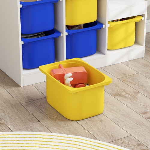 Qaba Toy Storage Organizer with 6 Plastic Bins, 3 Layers Children Toy Storage with Anti-tipping Design, for Ages 3–8 Years, Study Room, Playroom,