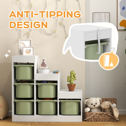 Qaba – Range-tout pour jouets avec 6 bacs en plastique, rangement pour jouets à 3 couches pour enfants avec conception anti-basculement, pour enfants