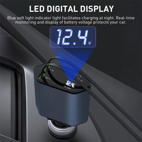 Chargeur de voiture rétractable 88&nbsp;W, chargeur de téléphone de voiture rapide 4-en-1 avec 2.5&nbsp;pi Deux câbles rétractables