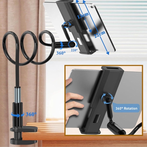 Gooseneck Tablet Holder, Flexible and Adjustable Mobile Phone Holder with Long Arms