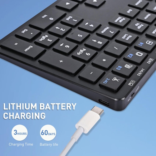 2.4G USB-C Wireless Keyboard Ultra Slim Full Size Keyboard Keypad