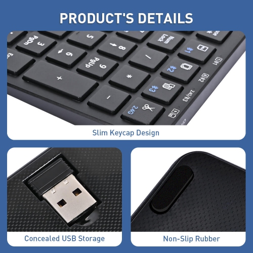 2.4G USB-C Wireless Keyboard Ultra Slim Full Size Keyboard Keypad