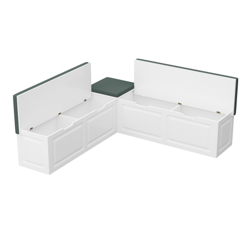 Famapy Modern Storage Bench with Hidden Compartment and Cushioned Seat, Entryway Organizer for Shoes & Accessories,Green & White