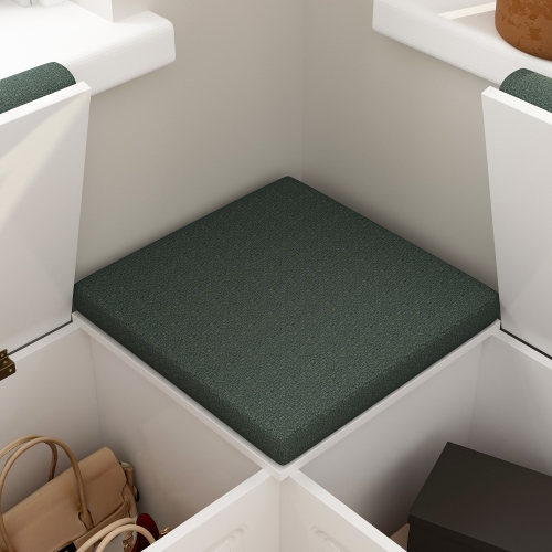 Famapy Modern Storage Bench with Hidden Compartment and Cushioned Seat, Entryway Organizer for Shoes & Accessories,Green & White
