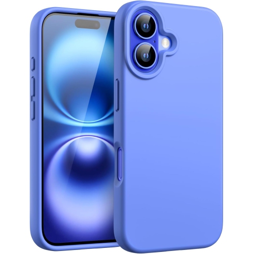 Ultramarine Silicone Case for iPhone 16 – Soft Liquid Silicone with Hard PC Support, Microfiber Lining, Shockproof & Wireless Charging Compatible