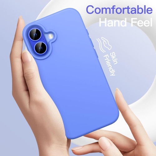 Ultramarine Silicone Case for iPhone 16 – Soft Liquid Silicone with Hard PC Support, Microfiber Lining, Shockproof & Wireless Charging Compatible