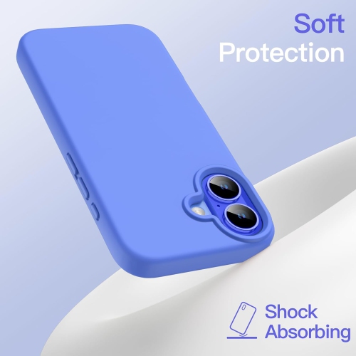 Ultramarine Silicone Case for iPhone 16 – Soft Liquid Silicone with Hard PC Support, Microfiber Lining, Shockproof & Wireless Charging Compatible