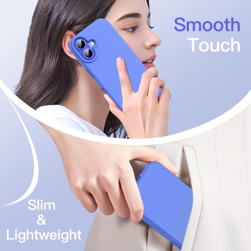 Ultramarine Silicone Case for iPhone 16 – Soft Liquid Silicone with Hard PC Support, Microfiber Lining, Shockproof & Wireless Charging Compatible