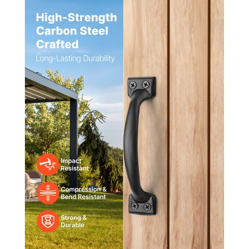 VEVOR 4Pcs 6.5 in Barn Door Handle,Rustic Fence Gate Handle, Rust-Resistant Coating, Heavy Duty Carbon Steel Outdoor Gate Handles, Easy to Install,