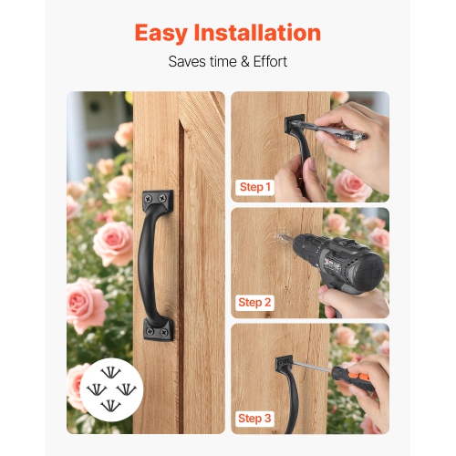 VEVOR 4Pcs 6.5 in Barn Door Handle,Rustic Fence Gate Handle, Rust-Resistant Coating, Heavy Duty Carbon Steel Outdoor Gate Handles, Easy to Install,