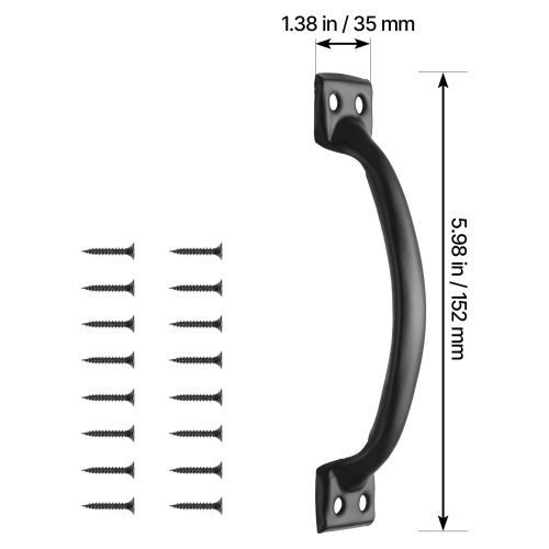 VEVOR 4Pcs 6.5 in Barn Door Handle,Rustic Fence Gate Handle, Rust-Resistant Coating, Heavy Duty Carbon Steel Outdoor Gate Handles, Easy to Install,