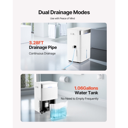 VEVOR 80 Pints Dehumidifier for Home & Basement, Drain Hose for Commercial & Industrial Use, Smart Humidity Control, Low Noise for Large Rooms,