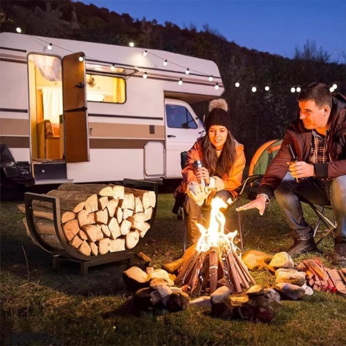 Firewood Storage Rack, Metal Indoor Fireplace Firewood Storage Rack with Outdoor Firewood Carrying Bag, Suitable for Home Use