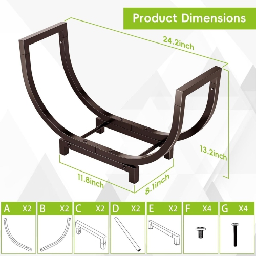 Firewood Storage Rack, Metal Indoor Fireplace Firewood Storage Rack with Outdoor Firewood Carrying Bag, Suitable for Home Use