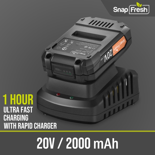 Souffleuse à feuilles sans fil 20 V SnapFresh, batterie 2,0 Ah et chargeur pour jardin de pelouse
