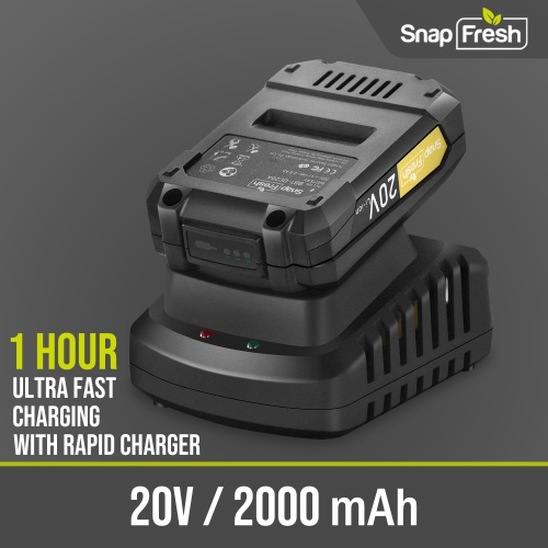 Souffleuse à feuilles sans fil 20 V de SnapFresh avec batterie 2,0 Ah et chargeur pour jardin de pelouse