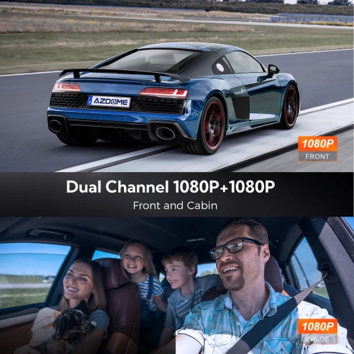 AZDOME V600 1080P+1080P 3&nbsp;po 3 canaux Caméra de tableau de bord avant, intérieur et arrière Vision nocturne Véhicules Enregistreur Mode de