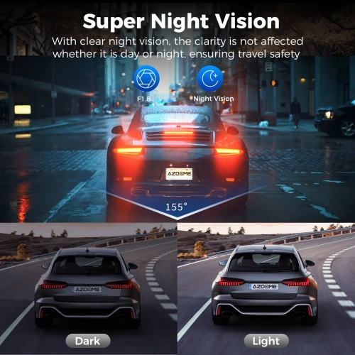AZDOME V600 1080P+1080P 3&nbsp;po 3 canaux Caméra de tableau de bord avant, intérieur et arrière Vision nocturne Véhicules Enregistreur Mode de