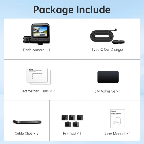 AZDOME V600 1080P+1080P 3&nbsp;po 3 canaux Caméra de tableau de bord avant, intérieur et arrière Vision nocturne Véhicules Enregistreur Mode de