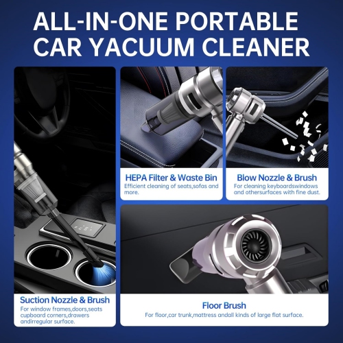 NIERBO Handheld Mini Vacuum Cordless, 23000PA Powerful Suction USB Rechargeable Portable Car Vacuum Cleaner Car Cleaner for Pet Hair, Car, Home,