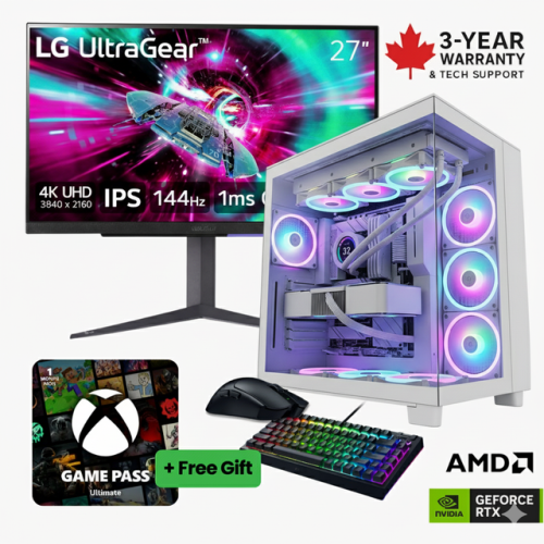 5-in-1 Supreme Gaming Bundle – NVIDIA GeForce RTX 5080 4K Gaming Monitor, Mouse, Keyboard | AMD Ryzen 7 9800X3D | 32 GB DDR5-5600 | 1 TB SSD - White
