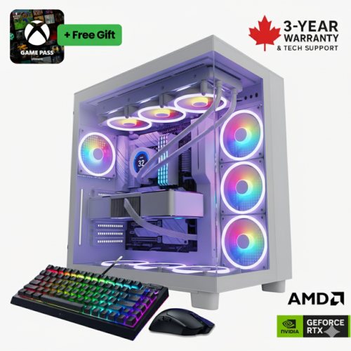 5-in-1 Supreme Gaming Bundle – NVIDIA GeForce RTX 5080 4K Gaming Monitor, Mouse, Keyboard | AMD Ryzen 7 9800X3D | 32 GB DDR5-5600 | 1 TB SSD - White