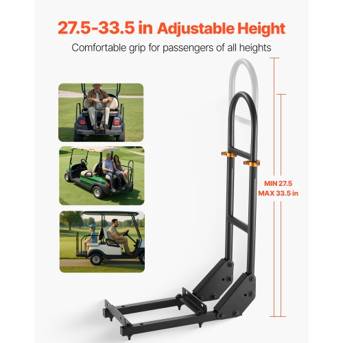 VEVOR 17.7 x 9.3 x 35.6 Inch Golf Cart Grab Bar, Compatible with Most Golf Carts with Metal Footplates, No Modification Needed, 27.5 to 33.5 Inch