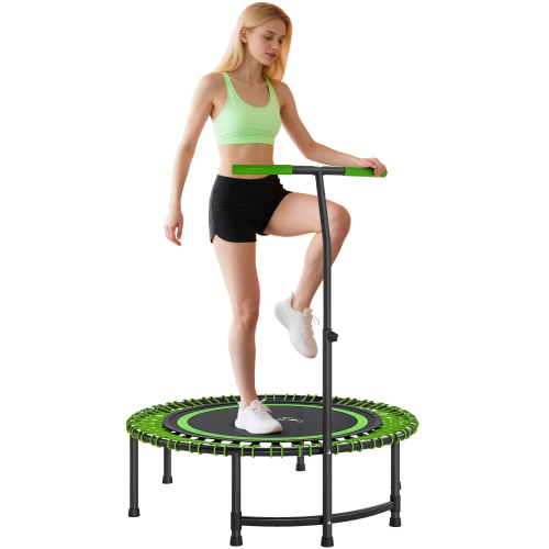 Soozier 45" Rebounder Trampoline for Adults, Mini Fitness Trampoline Bungee Rebounder with 5-Level Adjustable Handle, Indoor Outdoor Jumping Cardio