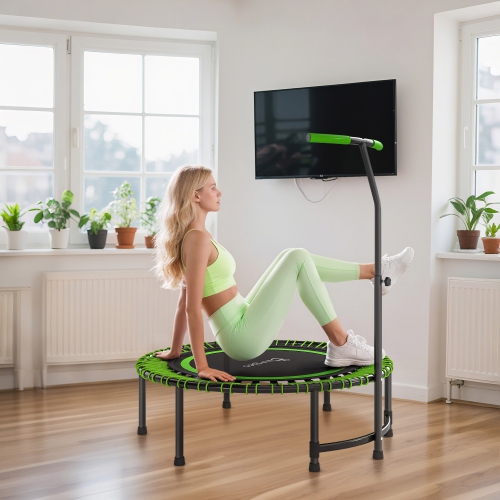 Soozier 45" Rebounder Trampoline for Adults, Mini Fitness Trampoline Bungee Rebounder with 5-Level Adjustable Handle, Indoor Outdoor Jumping Cardio