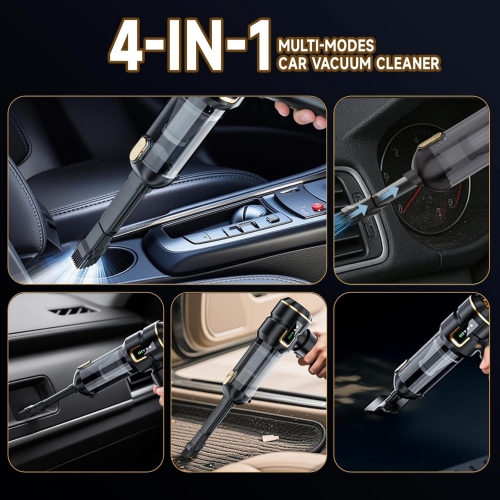 NIERBO Car Vacuum Cleaner Cordless with Battery Display, 23000PA Mini Handheld, 4-in-1 Compressed Air Duster & Air Blower & Pump with Brushless Motor