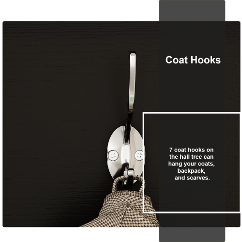 Famapy Modern 39.4" Black Hall Tree with Storage Bench, 7 Metal Hooks, Entryway Organizer with Coat Rack and Upper Compartments,Black