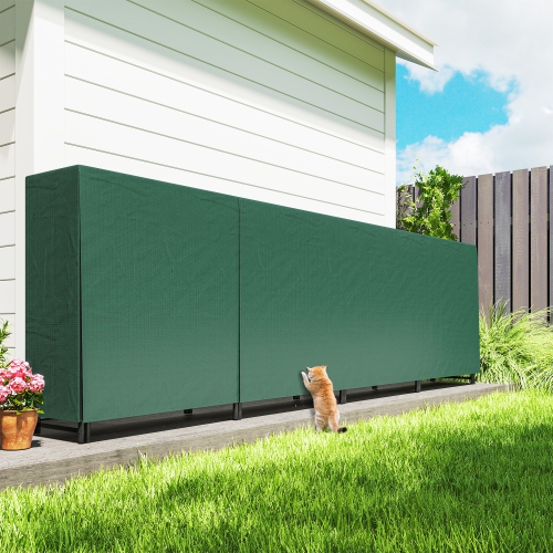 Outsunny 12 ft Firewood Rack with Waterproof Cover, Heavy Duty Metal Log Store Indoors with Steel Chains, Log Storage Holder for Outdoor Indoor