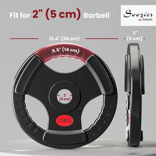 Ensemble de 2 disques Soozier, ensemble de poids de 2&nbsp;po avec trois poignées pour haltérophilie et entraînement musculaire à domicile, 2