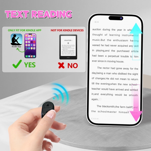 TikTok Scroll Ring Remote Control, Video Social Media Remote Page Turner for iPhone ipad Android, Bluetooth Remote Control with Stand