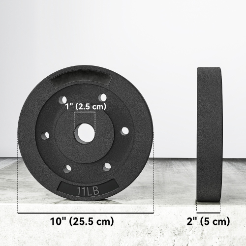 Ensemble de 4 disques Soozier, ensemble d'haltères de 1&nbsp;po pour entraînement musculaire et haltérophilie à domicile, 4 11&nbsp;lb, noir