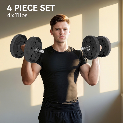 Ensemble de 4 disques Soozier, ensemble d'haltères de 1&nbsp;po pour entraînement musculaire et haltérophilie à domicile, 4 11&nbsp;lb, noir