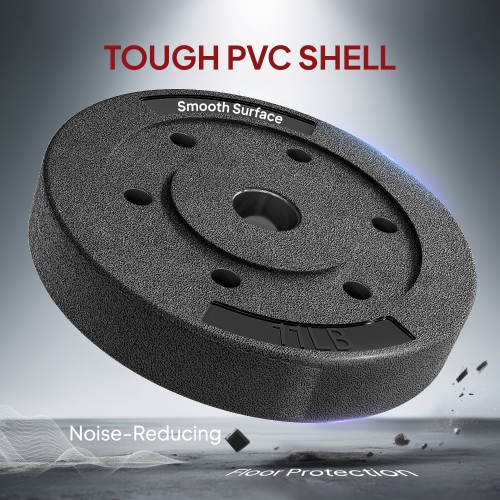 Ensemble de 4 disques Soozier, ensemble d'haltères de 1&nbsp;po pour entraînement musculaire et haltérophilie à domicile, 4 11&nbsp;lb, noir