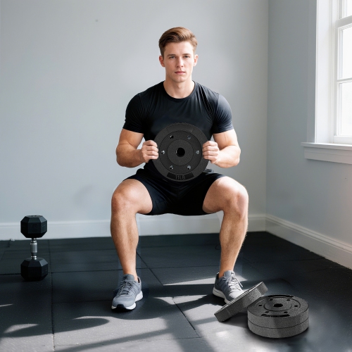 Ensemble de 4 disques Soozier, ensemble d'haltères de 1&nbsp;po pour entraînement musculaire et haltérophilie à domicile, 4 11&nbsp;lb, noir