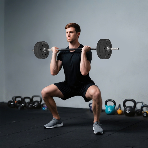 Ensemble de 4 disques Soozier, ensemble d'haltères de 1&nbsp;po pour entraînement musculaire et haltérophilie à domicile, 4 11&nbsp;lb, noir