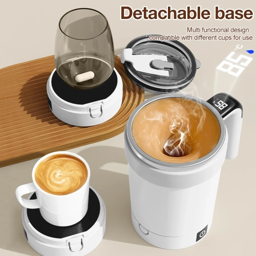 Tasse à mélanger automatique magnétique avec couvercle et paille en acier inoxydable 380 ml, tasse à café électrique USB étanche