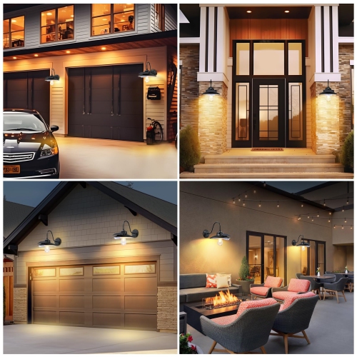 Solar Barn Lights Outdoor with 3 Lighting Modes & Motion Sensor, Waterproof Black Farmhouse Outdoor Gooseneck Solar Lights for Barn Shed Porch