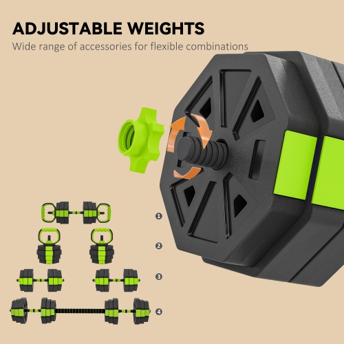 Soozier 4-in-1 Adjustable Dumbbell Set, Used as Kettlebell, Barbell, Dumbbell, Push-Up Stand, 55lbs Free Weights Set for Men and Women Home Gym